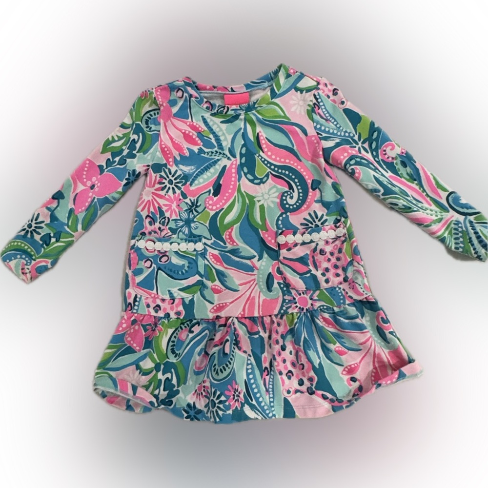 Lilly Pulitzer - Baby Vira Infant Dress - Turquoise Oasis Golden Hour XS (2-3)